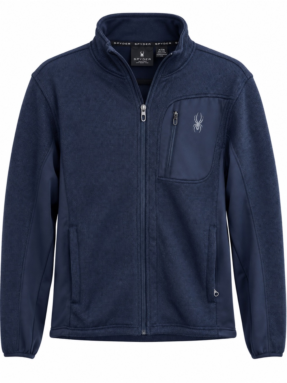 Spyder Mens Medium Navy Blue Full Zip Sweater Knit Fleece Jacket